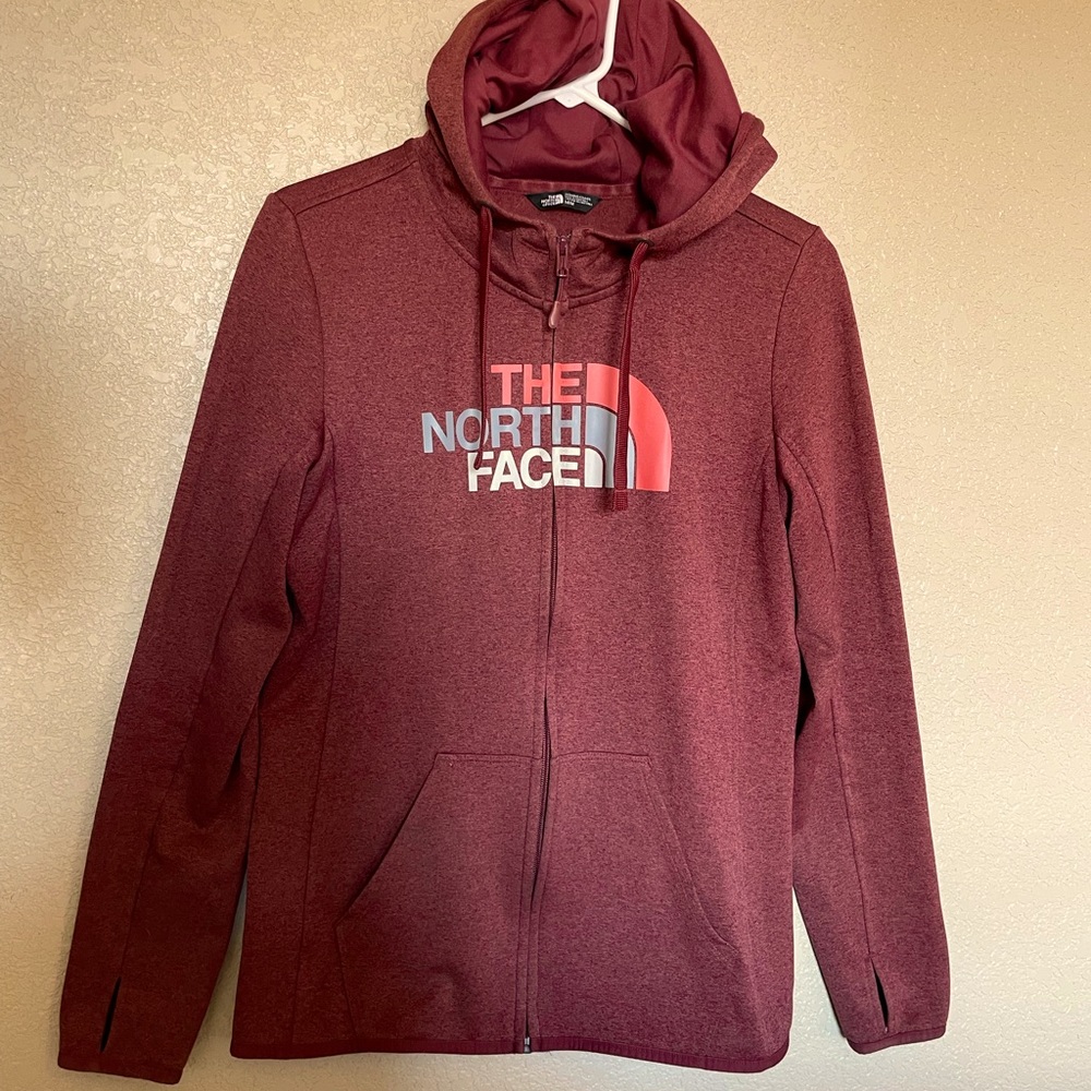 The North Face Half Dome Full Zip Hoodie Sweatshirt Maroon Pink and Gray Jacket